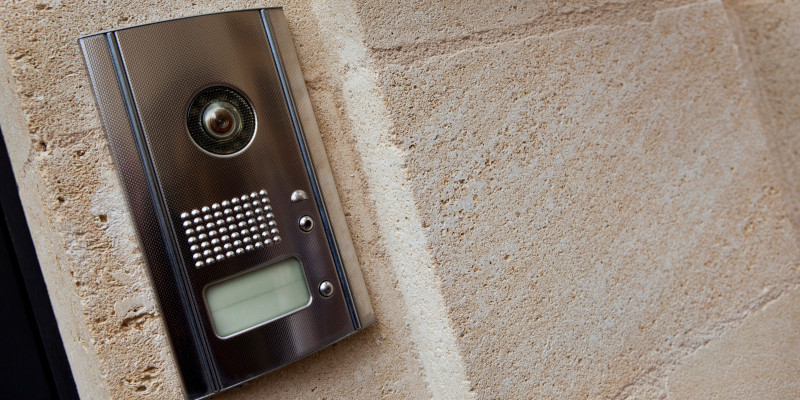 Video doorbell installed next to a front door